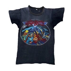 Vintage 70s Aerosmith Night in the Ruts World Tour Shirt Thrashed Sun Faded SM